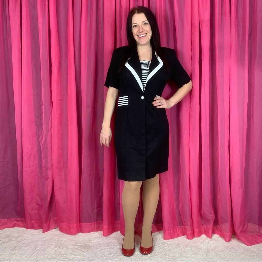 Vintage 80s Perceptions black and white sheath power dress, 12